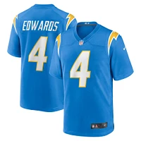 Maillot de match Nike Gus Edwards pour hommes, bleu poudre, Los Angeles Chargers