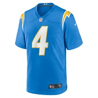 Maillot de match Nike Gus Edwards pour hommes, bleu poudre, Los Angeles Chargers