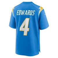 Maillot de match Nike Gus Edwards pour hommes, bleu poudre, Los Angeles Chargers