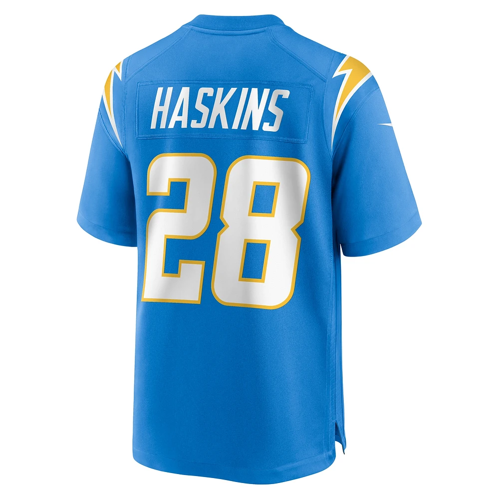 Maillot de match Nike Hassan Haskins bleu poudre pour homme des Los Angeles Chargers