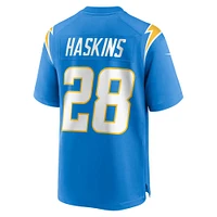 Maillot de match Nike Hassan Haskins bleu poudre pour homme des Los Angeles Chargers