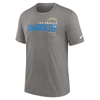 Men's Nike Heather Charcoal Los Angeles Chargers Team Tri-Blend T-Shirt