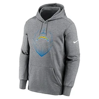 Men's Nike Heather Gray Los Angeles Chargers Icon Performance Pullover Hoodie