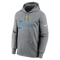 Men's Nike Heather Gray Los Angeles Chargers Performance Pullover Hoodie