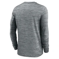 T-shirt à manches longues Nike Los Angeles Chargers Sideline Team Velocity Performance pour homme, gris chiné