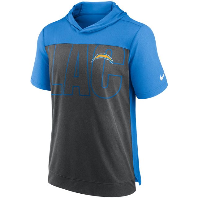 Men's Nike Heathered Charcoal/Powder Blue Los Angeles Chargers Performance  Hoodie T-Shirt