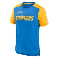 Men's Nike Heathered Powder Blue/Heathered Gold Los Angeles Chargers Color Block Team Name T-Shirt