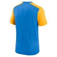 Men's Nike Heathered Powder Blue/Heathered Gold Los Angeles Chargers Color Block Team Name T-Shirt