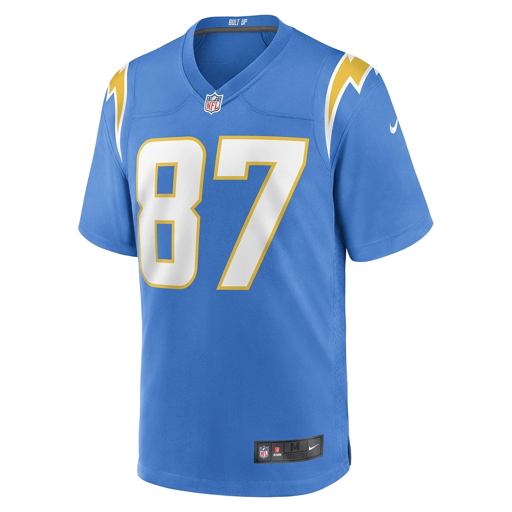 Men's Nike Hunter Kampmoyer Powder Blue Los Angeles Chargers Game Player Jersey