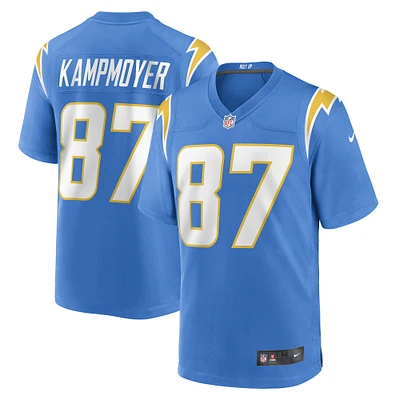 Maillot de joueur match des Chargers Los Angeles Nike Hunter Kampmoyer pour homme, bleu poudre