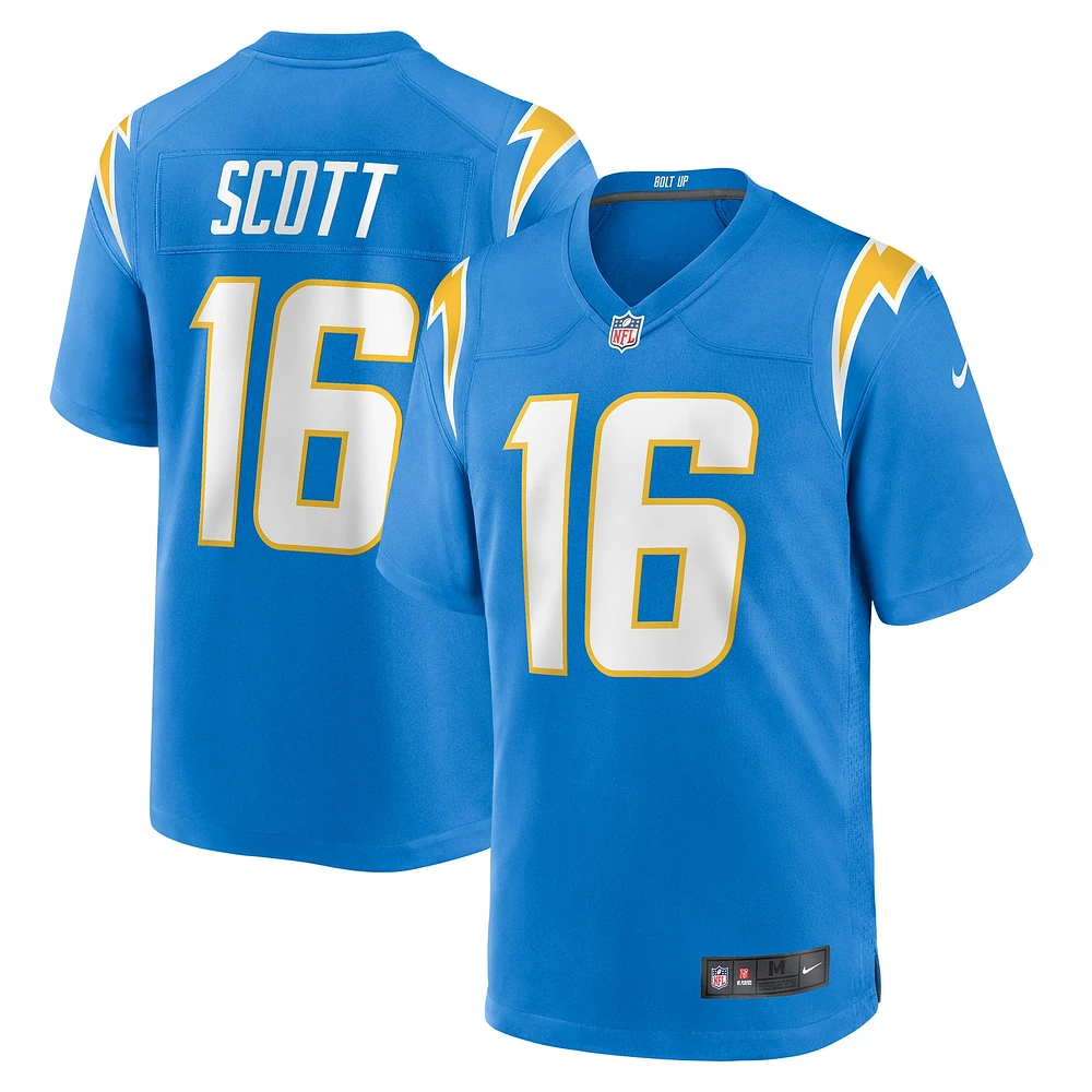 Maillot de match Nike JK Scott des Chargers Los Angeles pour homme, bleu poudre