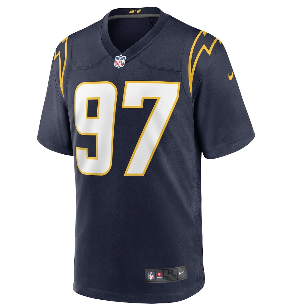 Maillot de match alternatif Nike Joey Bosa pour hommes, bleu marine, Los Angeles Chargers