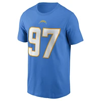 T-shirt Nike Joey Bosa pour homme, bleu poudre, nom et numéro des Chargers de Los Angeles