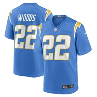 Maillot de joueur jeu Nike JT Woods pour hommes, bleu poudre des Chargers Los Angeles