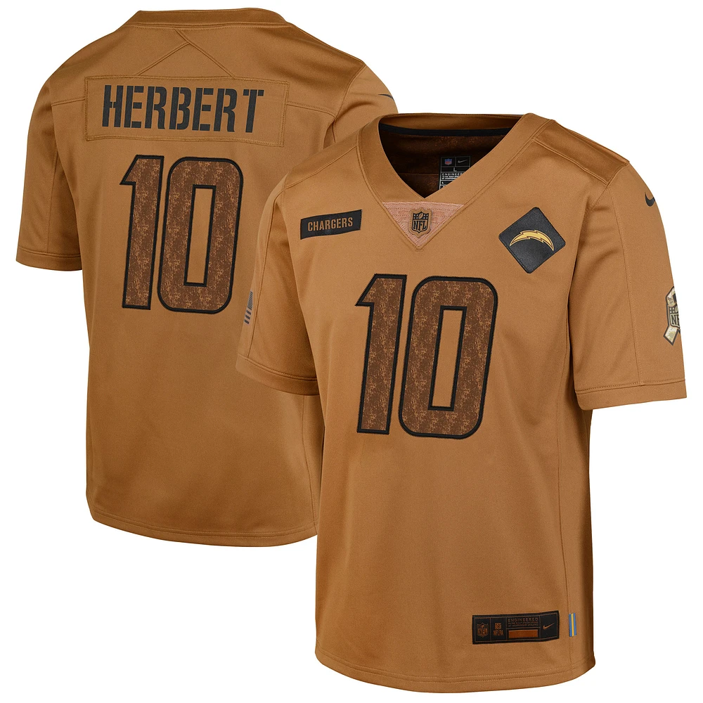 Maillot Nike Justin Herbert Brown Los Angeles Chargers Salute To Service Limited pour homme