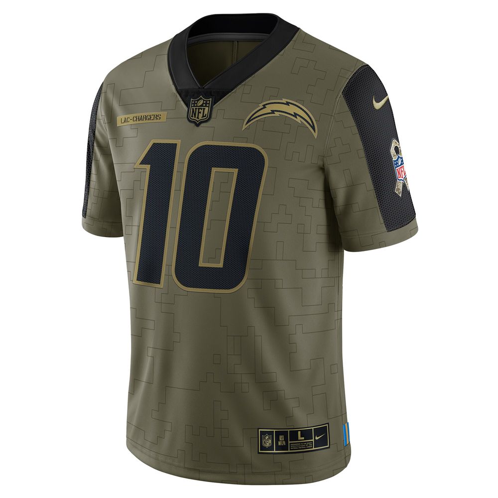 Men's Nike Justin Herbert Olive Los Angeles Chargers 2021 Salute To Service - Limited Player Jersey