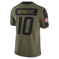 Men's Nike Justin Herbert Olive Los Angeles Chargers 2021 Salute To Service - Limited Player Jersey