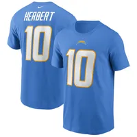 T-shirt avec nom et numéro des Los Angeles Chargers Nike Justin Herbert pour homme, bleu poudré