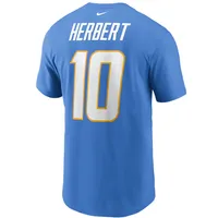 T-shirt avec nom et numéro des Los Angeles Chargers Nike Justin Herbert pour homme, bleu poudré