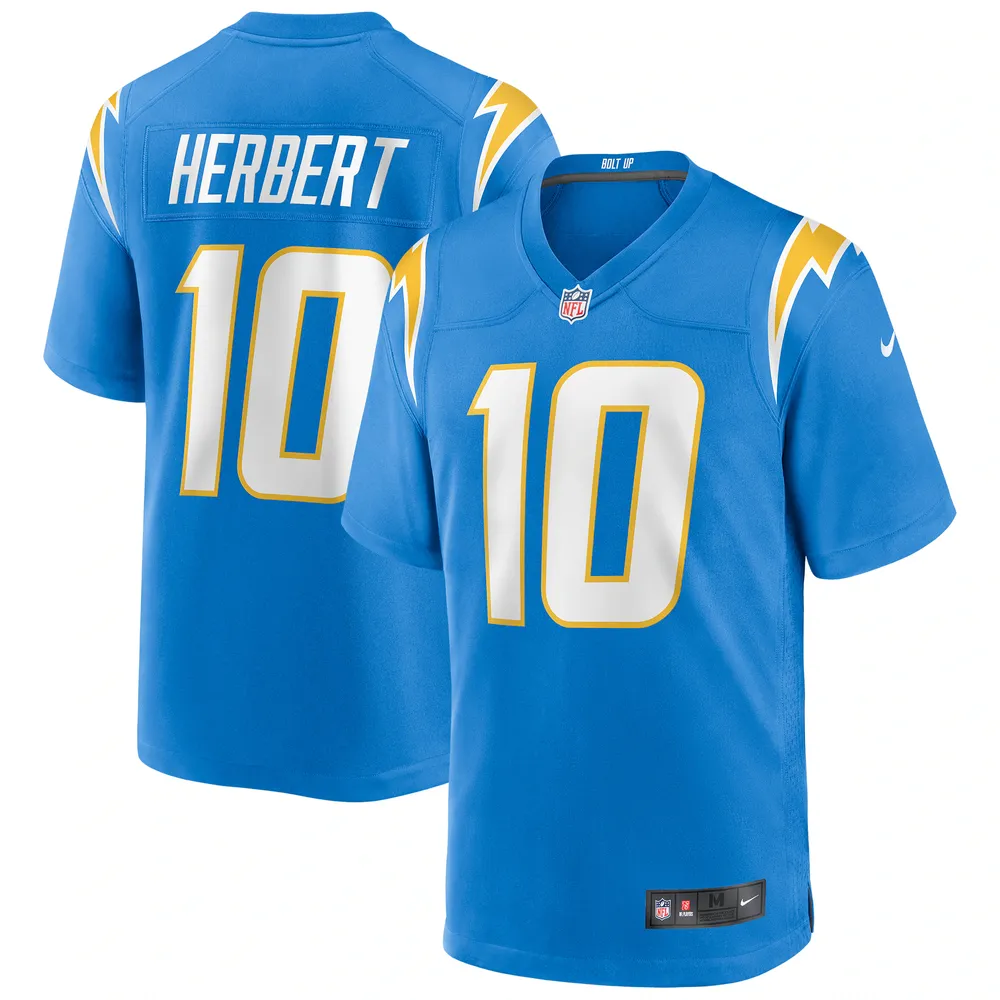 Maillot de match joueur des Chargers Los Angeles Nike Justin Herbert bleu poudré pour homme