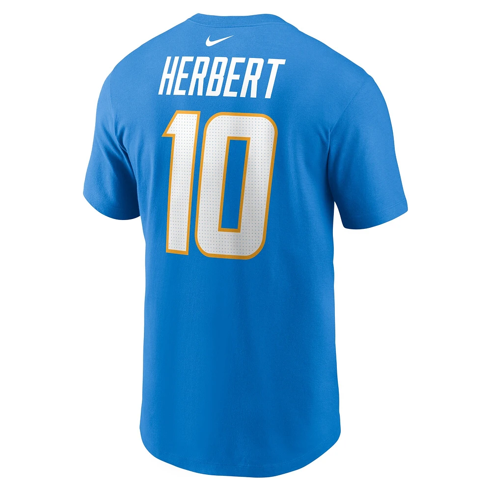 T-shirt Nike Justin Herbert pour homme, bleu poudre, nom et numéro du joueur des Chargers de Los Angeles