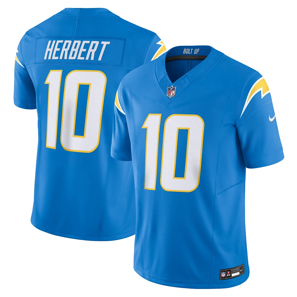 Nike Justin Herbert pour homme Bleu poudre Los Angeles Chargers Vapor F.U.S.E. Maillot limité