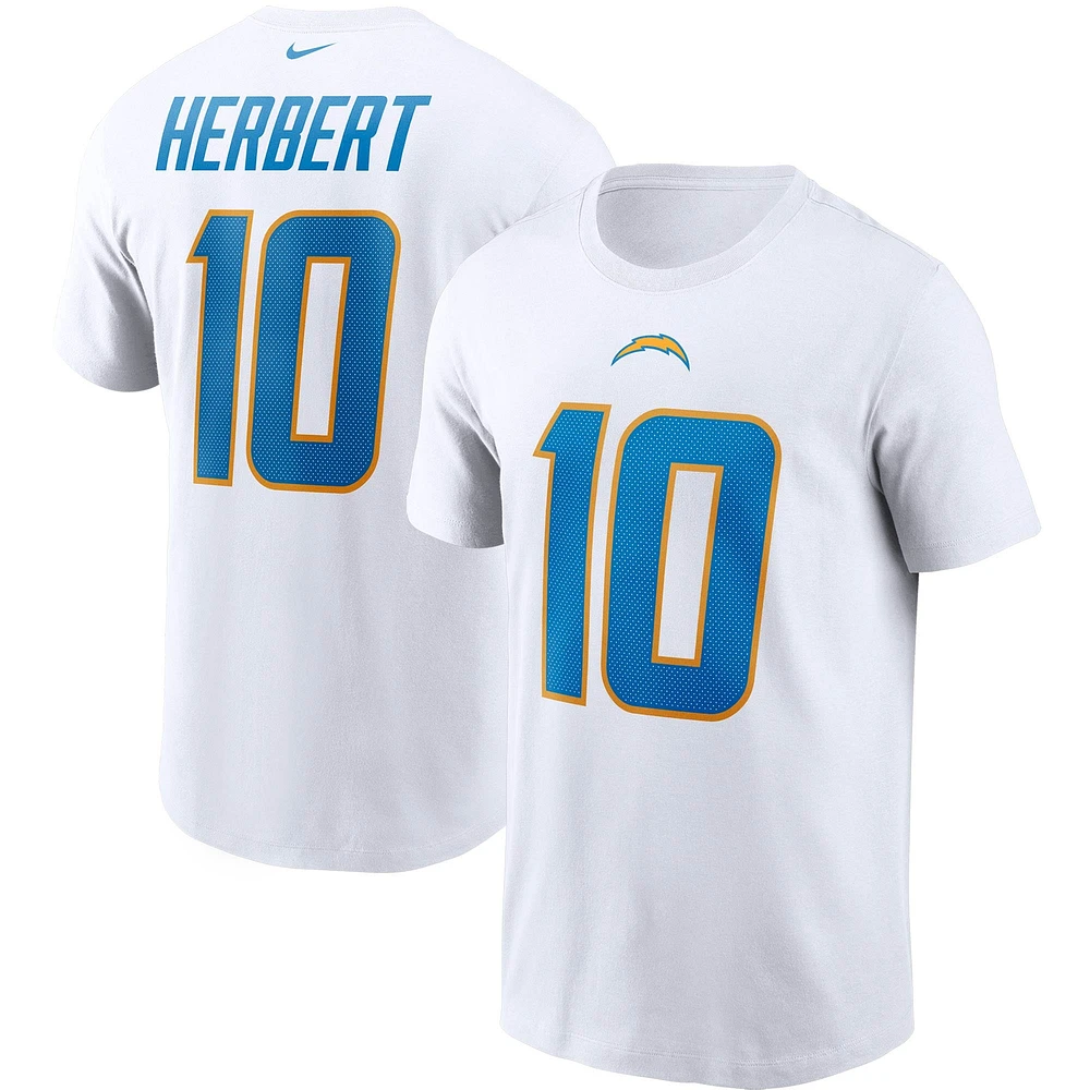 T-shirt Nike Justin Herbert blanc avec nom et numéro des Chargers de Los Angeles pour hommes