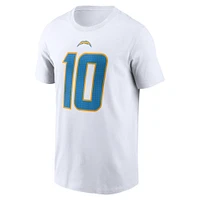 T-shirt Nike Justin Herbert pour homme, blanc, nom et numéro du joueur des Chargers de Los Angeles