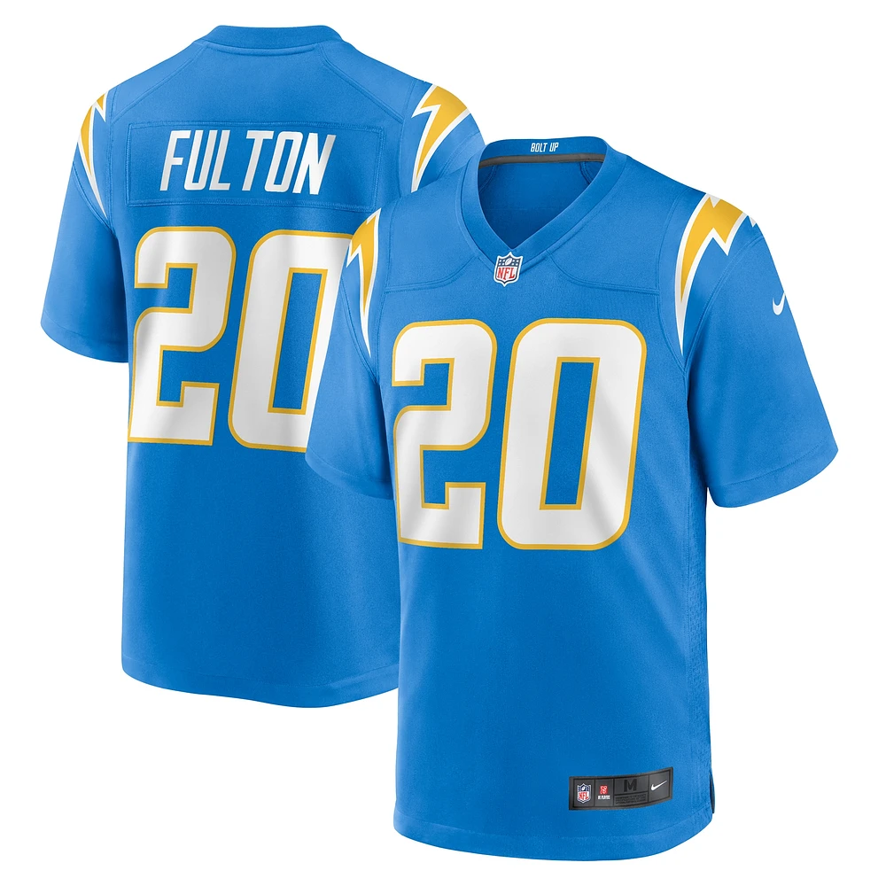 Maillot de match Nike Kristian Fulton pour hommes, bleu poudre des Chargers Los Angeles