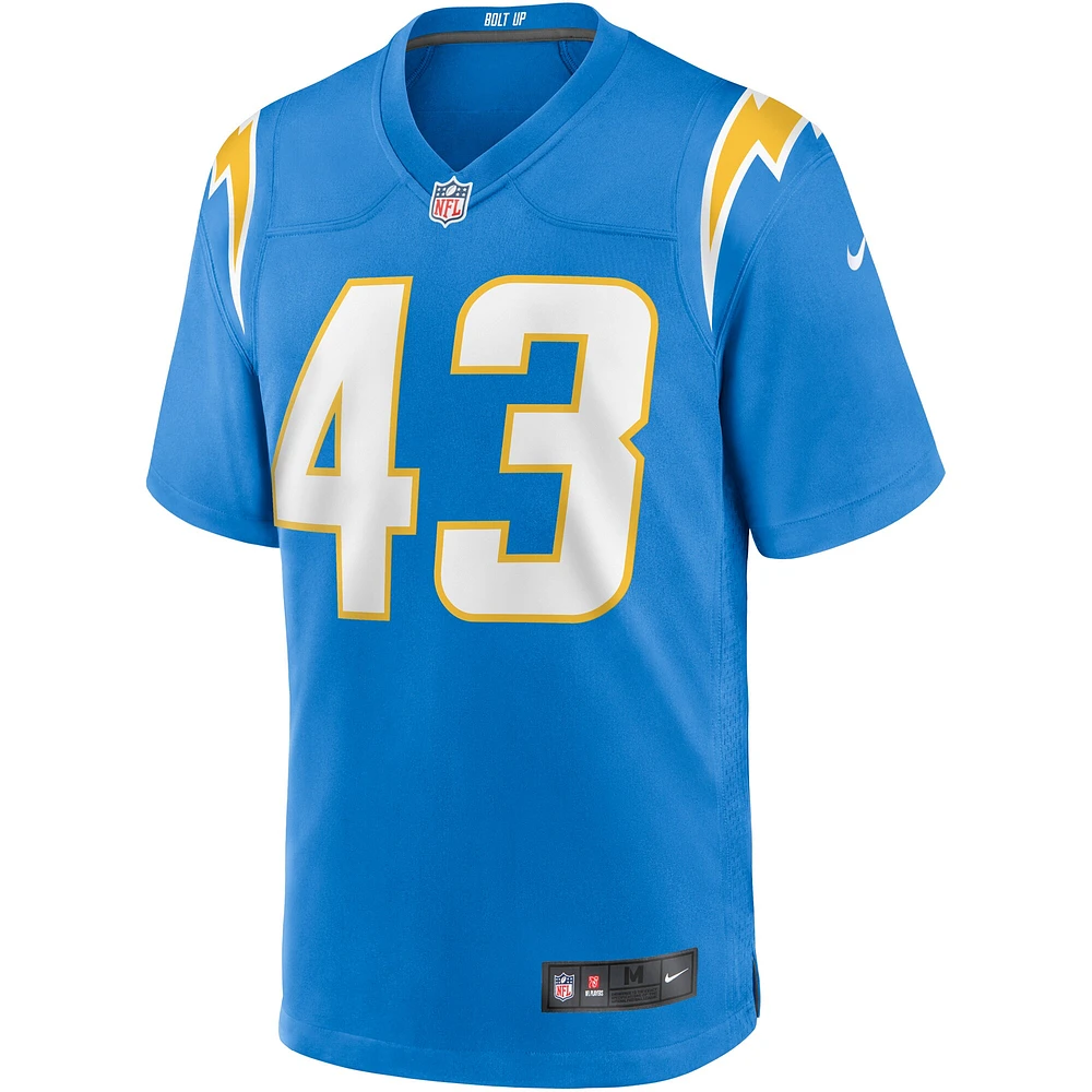 Maillot de match Nike Michael Davis des Chargers Los Angeles pour homme, bleu poudre