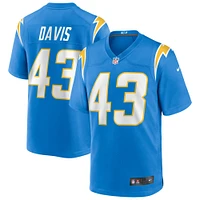 Maillot de match Nike Michael Davis des Chargers Los Angeles pour homme, bleu poudre