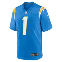 Maillot de match des Chargers Los Angeles Nike numéro 1 Groom Powder Blue pour homme