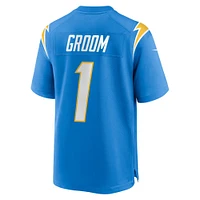 Maillot de match des Chargers Los Angeles Nike numéro 1 Groom Powder Blue pour homme