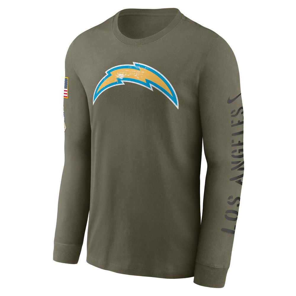 Men's Nike Olive Los Angeles Chargers 2022 Salute To Service - Team Logo Long Sleeve T-Shirt