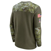 Haut thermique à manches longues Nike Olive Los Angeles Chargers Salute To Service Henley pour hommes