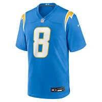 Maillot Nike Omarion Hampton bleu poudre pour homme des Los Angeles Chargers, choix de premier tour la draft NFL 2025