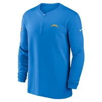 Haut Nike Powder Blue Los Angeles Chargers 2023 Sideline Performance à manches longues et tri-mélange avec fermeture éclair quart pour homme