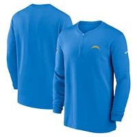 Haut Nike Powder Blue Los Angeles Chargers 2023 Sideline Performance à manches longues et tri-mélange avec fermeture éclair quart pour homme