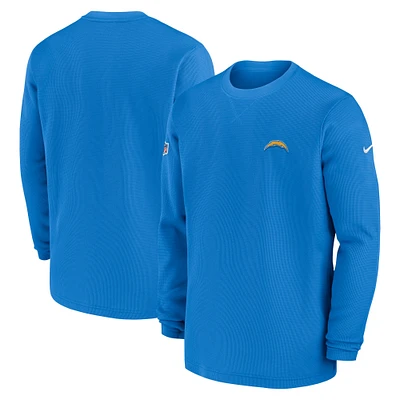 Haut à manches longues Nike Powder Blue Los Angeles Chargers 2023 Sideline Throwback Heavy Brushed Waffle pour homme