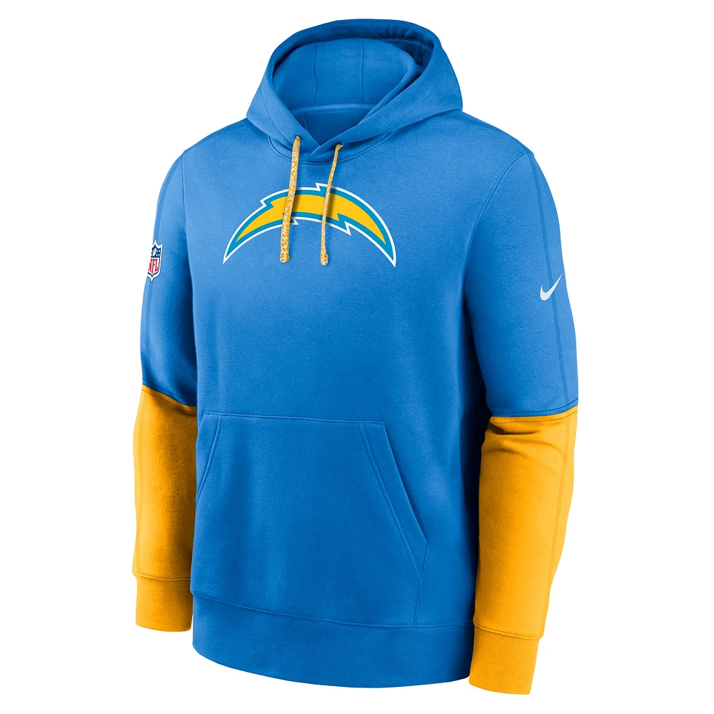 Sweat à capuche Nike bleu poudre Los Angeles Chargers 2024 Sideline Club pour homme