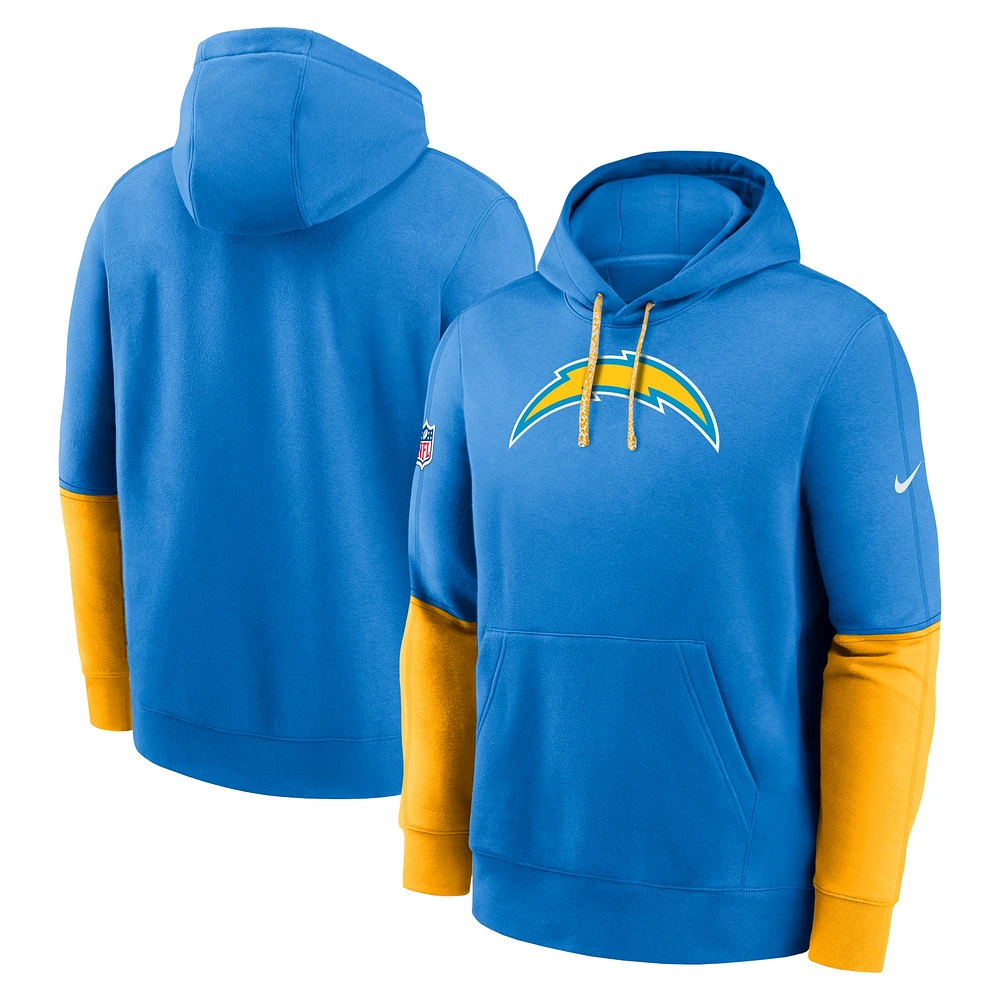 Men's Nike Powder Blue Los Angeles Chargers 2024 Sideline Club Pullover Hoodie