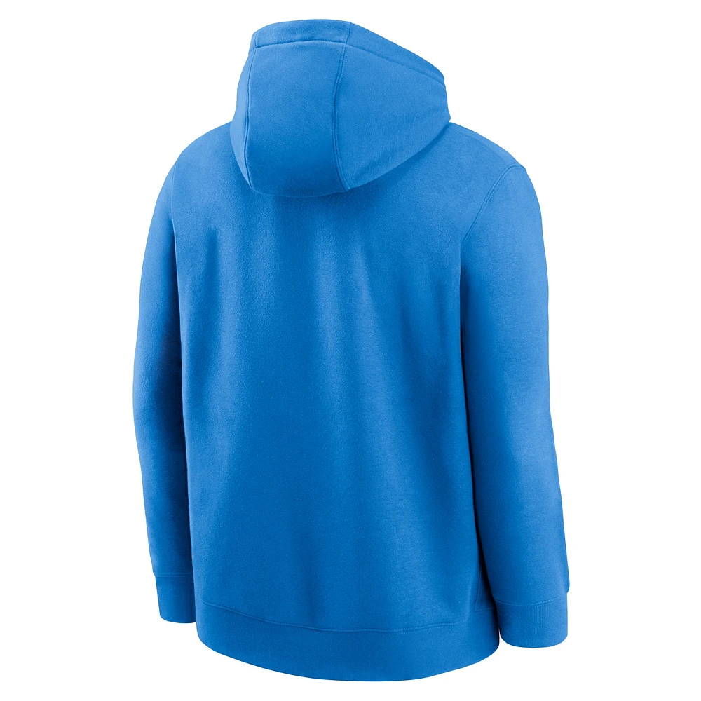 Sweat à capuche en polaire Nike Los Angeles Chargers Club pour homme, bleu poudre