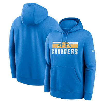 Sweat à capuche en polaire Nike Los Angeles Chargers Club pour homme, bleu poudre