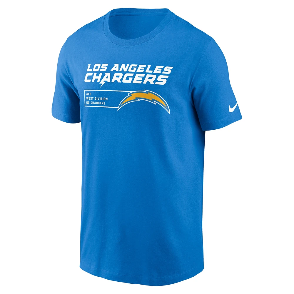 T-shirt essentiel Nike Powder Blue Los Angeles Chargers Division pour homme