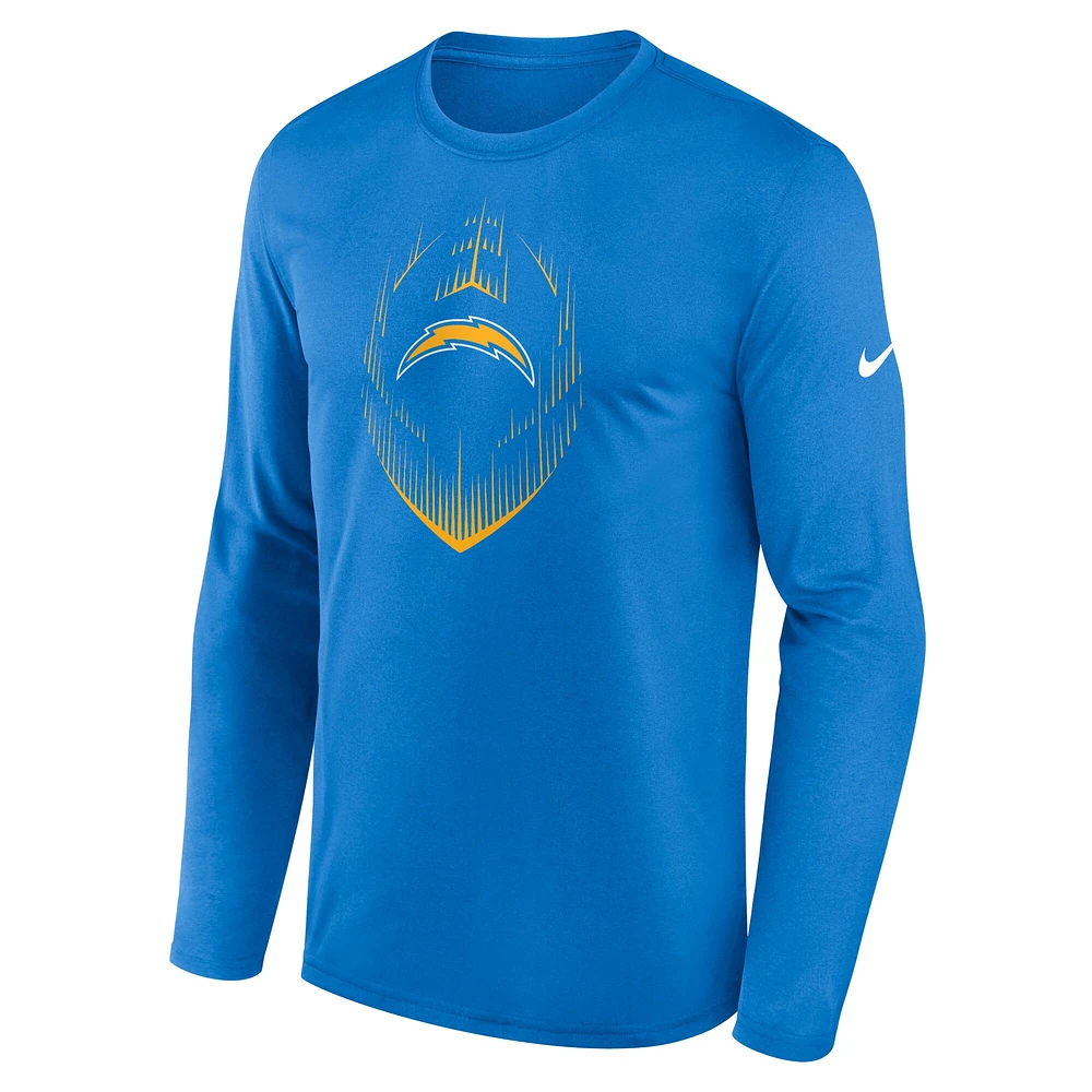 T-shirt Nike à manches longues bleu poudre pour homme Los Angeles Chargers Icon Legend Performance