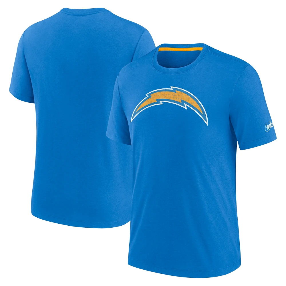 T-shirt à trois mélanges Nike pour hommes, bleu poudre, Los Angeles Chargers Playback Logo