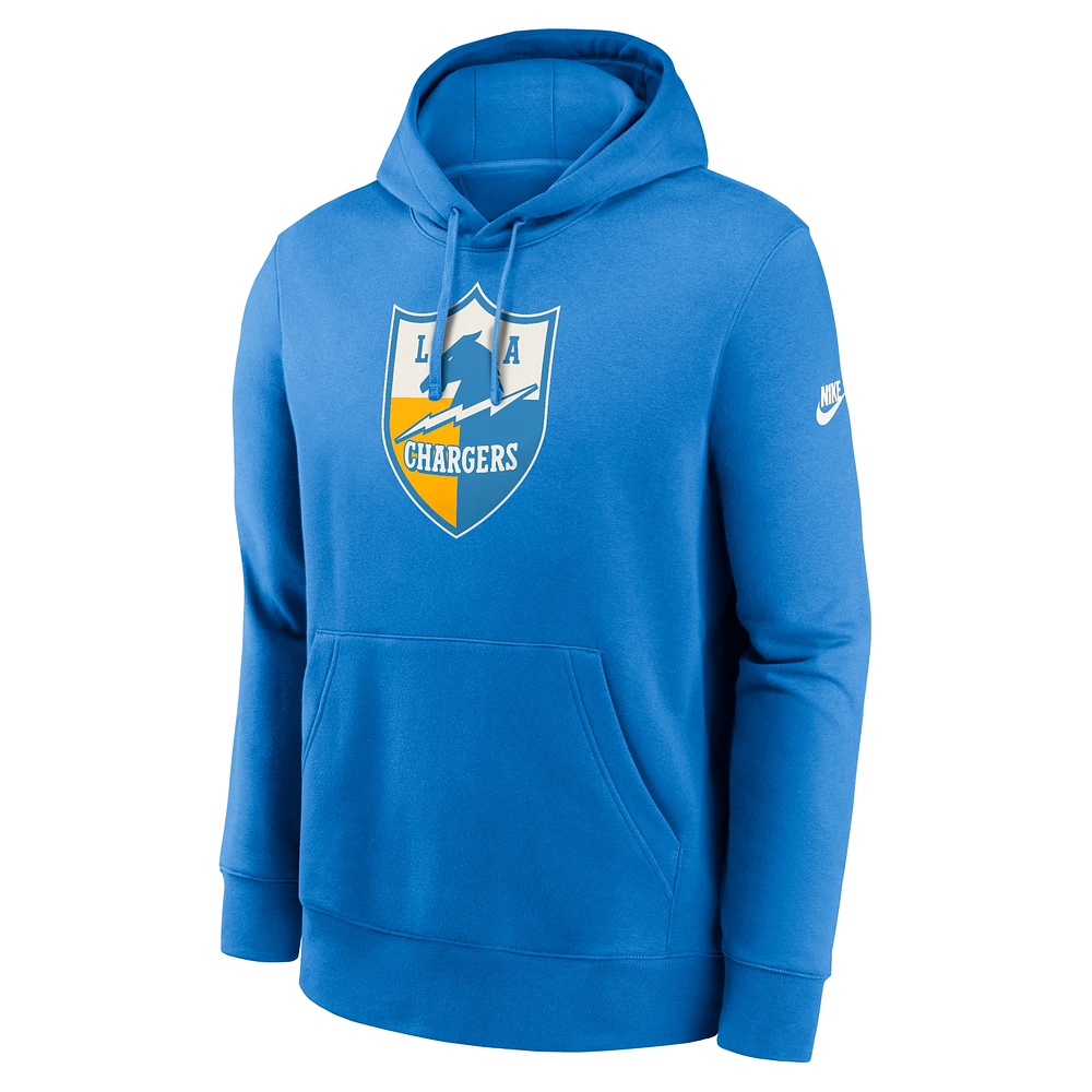 Men's Nike Powder Blue Los Angeles Chargers Rewind Club Logo Pullover Hoodie