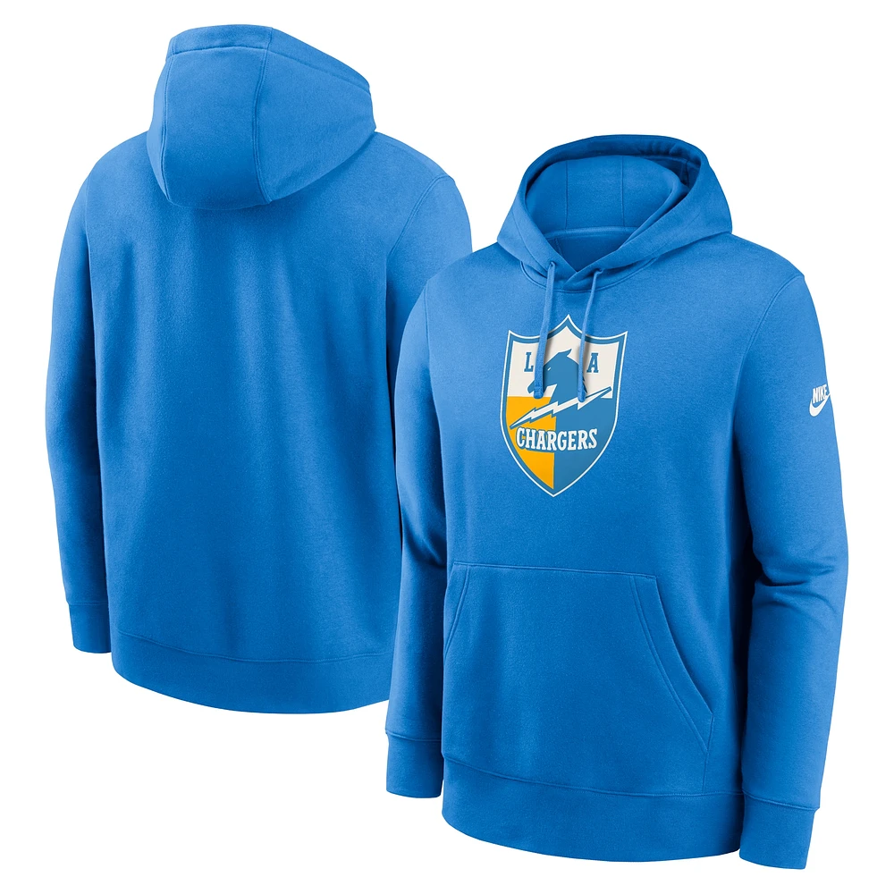 Men's Nike Powder Blue Los Angeles Chargers Rewind Club Logo Pullover Hoodie