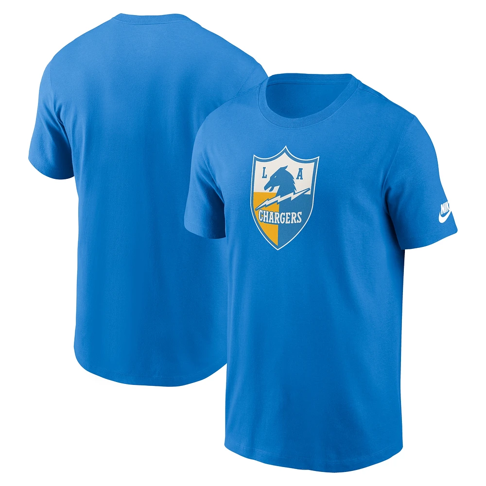 T-shirt essentiel avec logo Nike Powder Blue des Los Angeles Chargers Rewind pour hommes