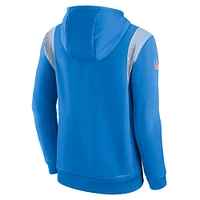 Sweat à capuche enfiler Performance Stack Athletic Los Angeles Chargers Sideline Nike bleu poudré pour homme